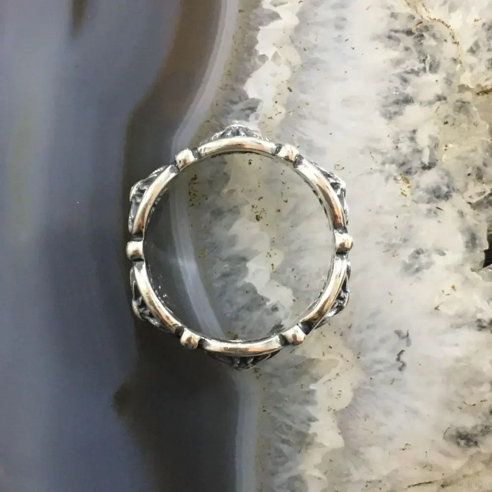 Carolyn Pollack Southwestern Style Sterling Flower Concho Band Ring For Women - Picture 8 of 10